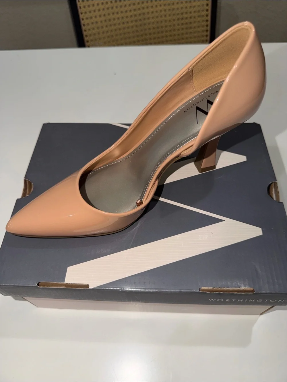 Worthington Nude Patent Pointed-Toe Pump